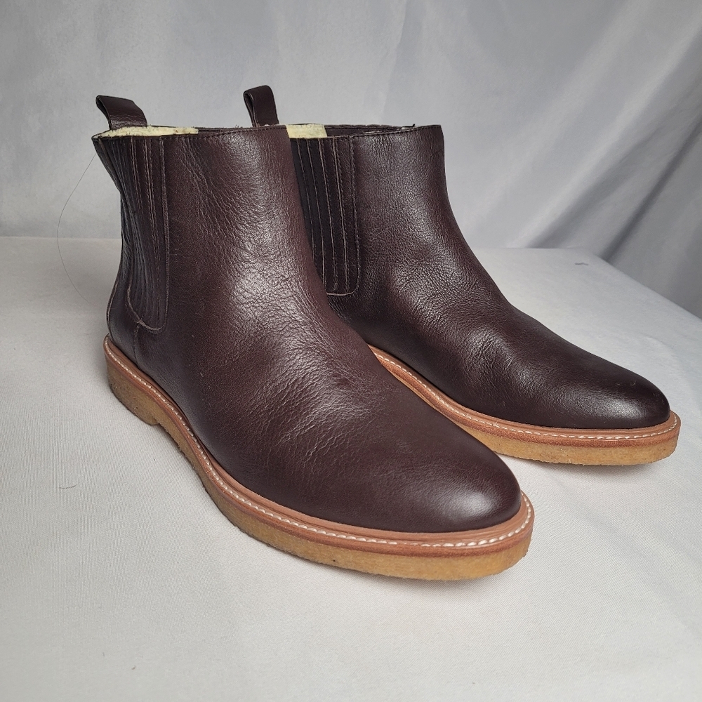 Botkier New York Brown Leather Chelsea Boot Fleece Lined Women's Size 9/9.5 Read